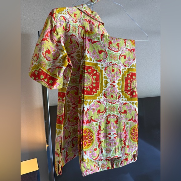 Vibrant Patterned Shirt and Pants set: Design Thai by Neiman Marcus Trophy Room - Picture 3 of 7